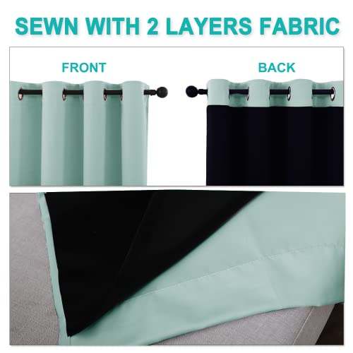 Image of NICETOWN 100% Blackout Blinds, Set of 2, 46 inch x 96 inch, Aqua Blue, Laundry Room Decor Window Treatment Curtains for Large Patio Sliding Door, Thermal Insulated Curtains for Bedroom