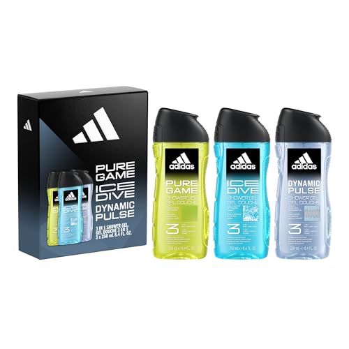 adidas Dynamic Pulse, Ice Dive, Pure Game Giftset, Shower Gel 8.4 fl oz, Notes of...
