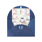 Tarjeta de felicitación con estampado de ovejas coloridas para el día de la madre, Navidad, 10 x 15 cm, papel perlado con sobre para cumpleaños, agradecimiento
