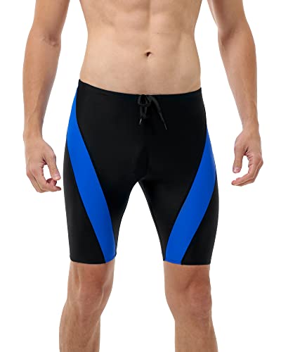 Runhit Swim Jammers For Men, Upf 50+ Men's Athletic Swimwear Jammers, Endurance Swimming Shorts For Training And Racing -Black Blue M #TOP25