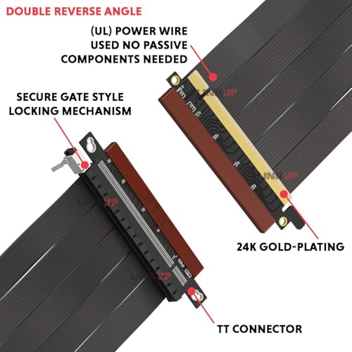 Image of LINKUP - Ultra PCIe 4.0 X16 Riser Cable (Reconditioned) [RTX4090 RX6950XT x570 B550 Z690 Tested] Shielded Vertical Mount Gaming PCI Express Gen4┃Dual Reverse Connectors (21cm / 8.25 inch) Designed for ITX