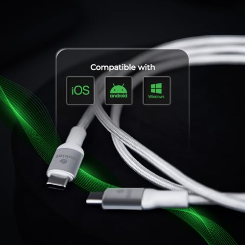 Image of Type C to Type C Nylon braided Aluminium jacket,E-Mark Chip,1.2 meter,Superfast Charging 100 Watt,Data Sync Compatibility for Type C Laptops, iPhone 15,Samsung,Oneplus and others