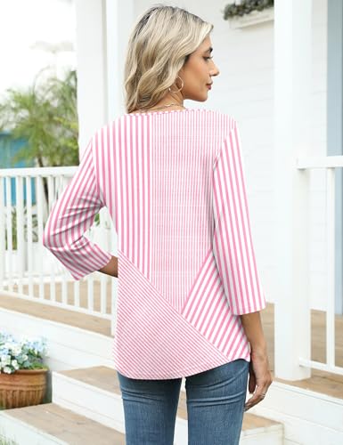 Image of LOMON Womens 3 /4 Length Sleeve T Shirts Asymmetrical Neck Tops Business Blouses for Women Fashion 2026