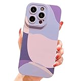 ykczl compatible with iphone 14 pro max case cute painted art heart pattern full camera lens protective slim soft shockproof phone case for women girls purple
