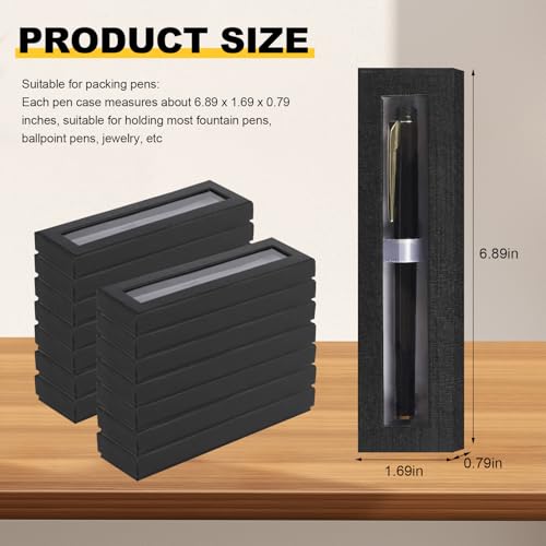 Image of 42 Pcs Empty Pen Gift Box, Pen Case with Cushion, Clear Lid Cardboard Box, Display Case for Gift, Office Supplies, Birthday Souvenir, Presentation, Jewelry, Christmas (Black)