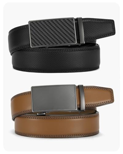 Image of CHAOREN Leather Ratchet Belt Men 2 Pack - Customizable Fit, Effortless Style (35mm)