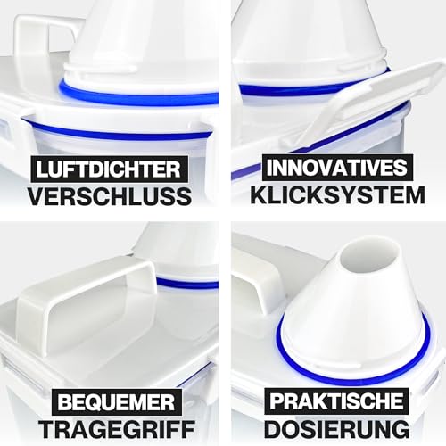 noviclass® [2er Set 2500ml Vorratsbehälter Aufbewahrungsbox mit Messbecher für Trockenfutter Reis Mehl Waschmittel Futterbehälter Hundefutter (Füllmenge: 2x2500ml)…