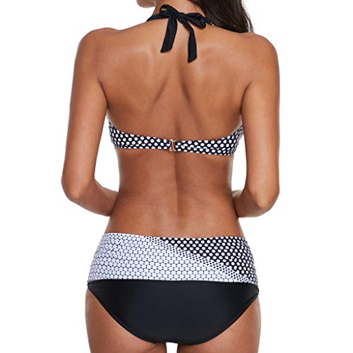 Mujeres Lindo Lunares Traje de baño Sexy Bandeau Bikini brasileño Conjunto Halter Push-up Beach Traje de baño Bikini Tra
