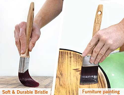 Rollingdog Cutting In Paint Brush 2.5 Inch With Laser Engraved Beech Wooden Handle, No Loss Bristle Synthetic Filaments, Angular Wall Paint Brush For Detail Trimming #TOP2