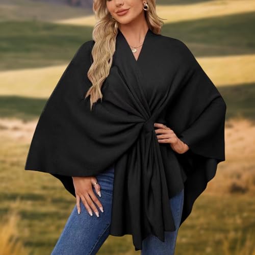 Cárdigan casual abrigo elegante capa de chal ligera para mujer 2