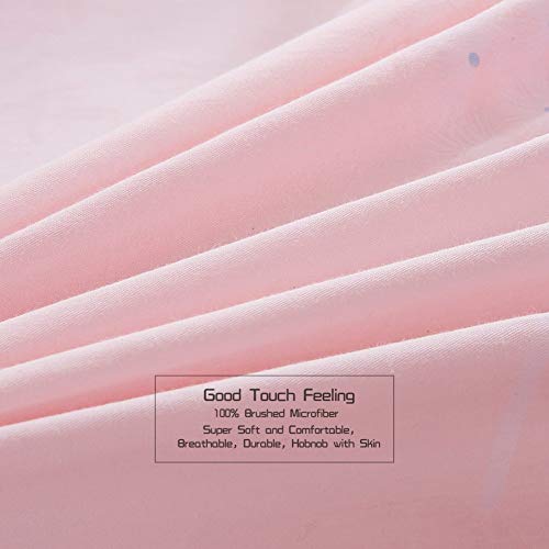 3 Pieces Pink Duvet Cover Set - Ultra Soft And Easy Care Design Bedding Duvet Cover Twin Size + 2 Pillow Shams- 800 Tc Dandelion Comforter Cover With Zipper Closure 4 Corner Ties #TOP5