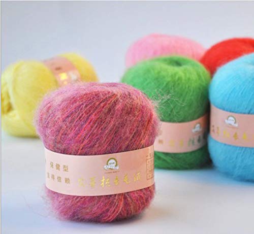 6 Skein Angola Mohair Yarn,Long-haired Angora Wool Cashmere Yarn for Knitting DIY Scarf Crochet Thread Supplies 300g (Light Purple) by Gongxue - Image 2