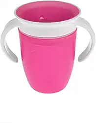 Copo de Treinamento Baby, 360 Graus, Borda Circular, Ideal para Introdução Alimentar, Sistema de Vedação Robusto, Reduz Risco de Derramar Líquido, BPA Free (Rosa)