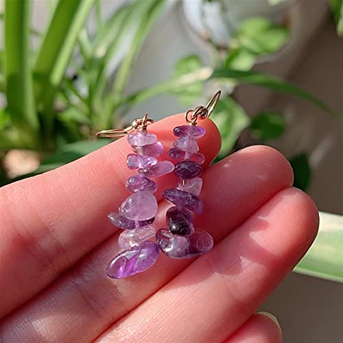 Boucles d'oreilles améthystes naturelles anti-ternissement en quartz véritable