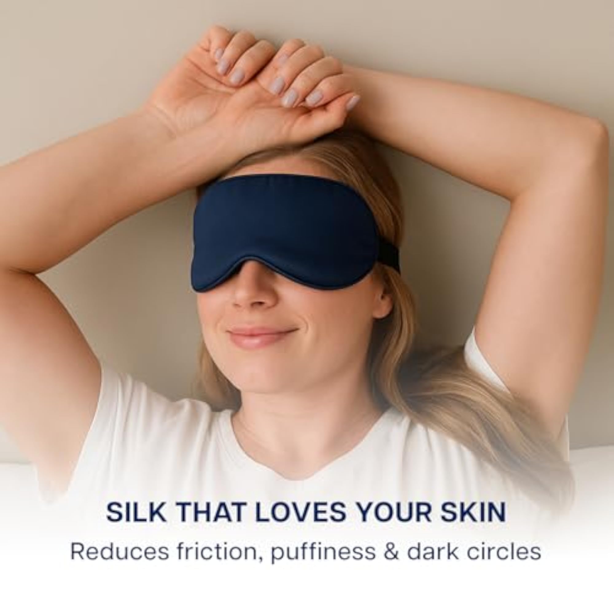 Natural Silk Eye Mask, Ultra Smooth Adjustable Sleep Mask
