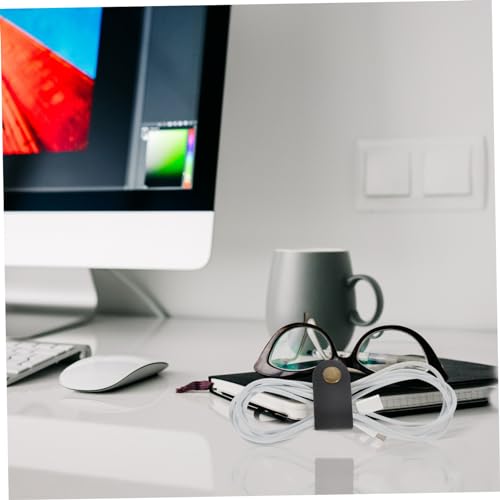 TEHAUX 5 piezas Sujetacables para debajo del escritorio Organizador de cordones de cuero miniatura 7