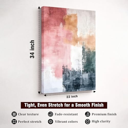 Image of Modern Abstract Stretched Canvas Painting For Living Room | Multicolor Atmospheric Stretched Canvas Wall Art For Livingroom Home Decor, Bedroom, Hallway's, Office, Hotel - 56x86 cm
