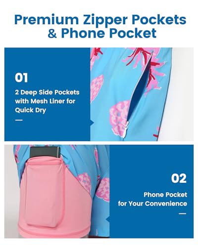 Image of maamgic Mens Swim Trunks with Compression Liner 5 Inch, Quick Dry Bathing Suit with Zipper Pockets, No-Chafing Swim Shorts