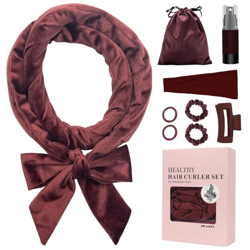 ZILAMPU No-Heat Hair Curler Headband, 70" Velour Wrap