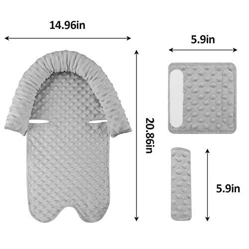 Image of Pea Pod Car Seat Head Support Infant Baby Carseat Head Support & Strap Covers for Newborns Ultra Soft Minky Dotted Fabric Infant Car Seat Cushion Perfect for Baby Carseats, Strollers, and Bouncers