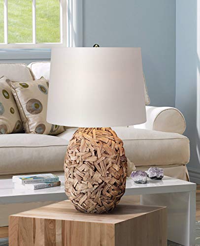 360 Lighting Nantucket Modern Coastal Nautical Table Lamp 26" High Natural Woven Seagrass White Tapered Drum Shade Decor for Bedroom Living Room House Home Bedside Nightstand Office Entryway - Image 9