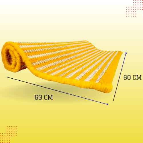 Image of SHYAMA KUSHA AASAN (Kusha Grass and Wool Aasan for Puja, Meditaion & Japa 60 * 60 CM with cover) (YELLOW)