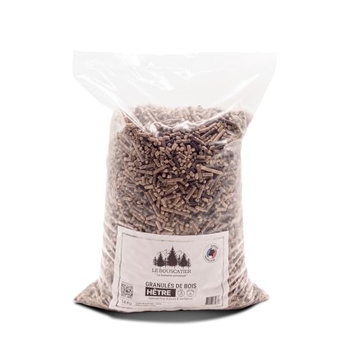14kg Granulés 100% Hêtre pour Barbecue & Four à Pizza, Pellets de Fumage Naturels, Haute Qualité, Arôme Bois Hêtre – Cuisson Grillades, Viande, Poisson...
