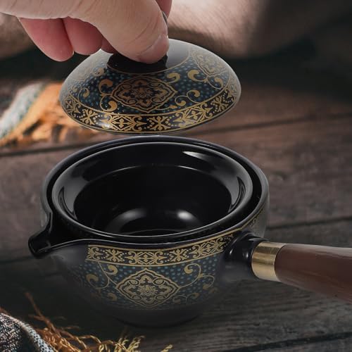 Tetera giratoria de cerámica lisa Gatuida para preparar té en casa de forma fácil y limpia 7