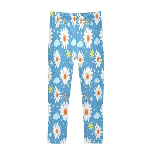 Bolaz Toddler Girls Leggings Printed Yoga Pants Leggings Yellow White Daisies for Kids