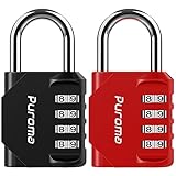 Puroma 2 Pack Combination Lock for Locker 4 Digit Outdoor Waterproof Padlock for School, Gym, Sports, Fence, Toolbox, Gate, Case, Outdoor, Hasp Storage (Red & Black)