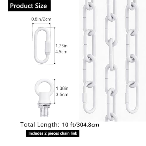 Image of garini 10 Feet White Light Fixture Chain, Adjustable Metal Pendant Chandelier Chain Extension with Detachable Link, Maximum Load is 66 Pounds
