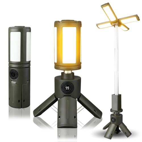 BOOM Telescopic Camping Lantern Rechargeable 10000mAh Battery Adjustable LED Light IPX5 Waterproof Portable Cordless Tent Lamp for Camping Hiking Fishing Power Outagesgreen