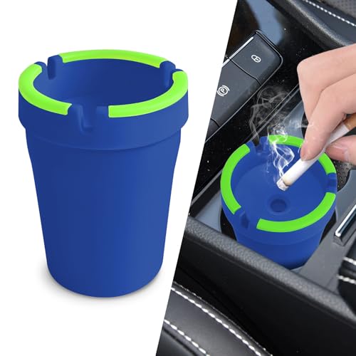 Surosha Smokeless Ashtray, Car Ash Tray, Glow in the Dark Butt Bucket Ashtray Cigarette Cup Car Ash Holder, Multifunctional Auto Interior Accessories Portable Ashtrays for Vehicle Home Office (Blue)