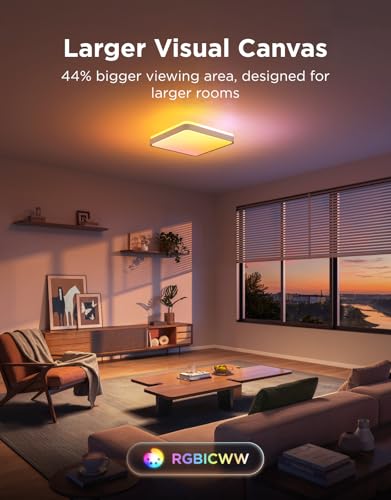 Image of Govee Smart Ceiling Light Pro, Square RGBIC 4800LM 18 Inch, 1 Pack | RGBIC LED Ceiling Light Fixture, 4800LM DIY Colors, Works with Matter Alexa, 2700K-6500K Lights for Living Room, Bedroom
