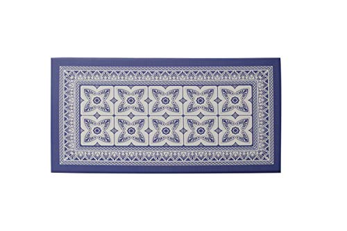 J&V TEXTILES Kitchen Mat Cushioned Anti Fatigue Floor Mat,19.6"x55", Thick Non Slip Waterproof Kitchen Rugs and Mats, Standing Mat for Kitchen,Floor,Home,Office,Desk,Sink,Laundry (Blue Geo)