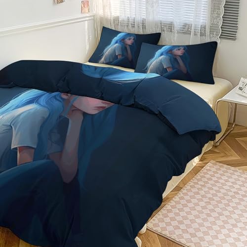 Parure de lit réversible en microfibre douce avec 2 taies d'oreiller pour lit double - 2