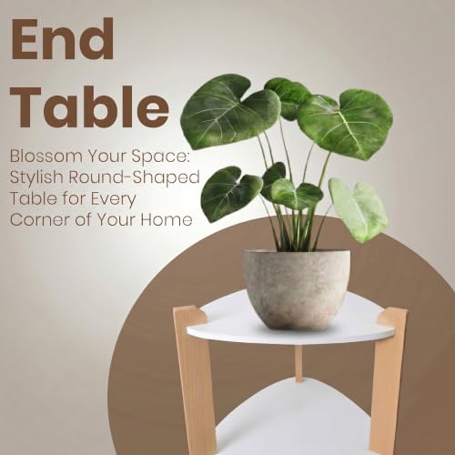 Image of Modern Triangle Side Table, Home Decor for Living Room, Bed Side Tables for Bed Room, stools for Home, Furniture for Home, 2-Tier White Shelves