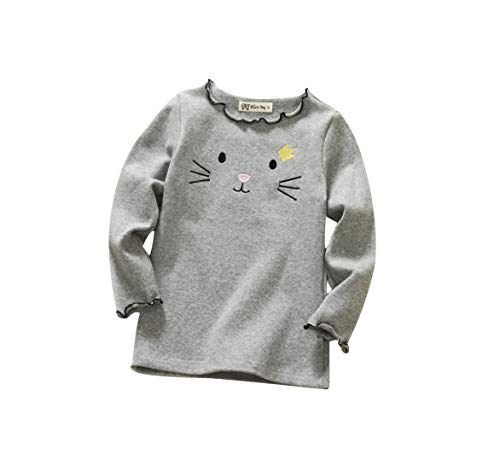 DEBAIJIA Enfant Fille T-Shirt en Coton à Manches Longues Broderie Mignonne, sous-Pull Peluche en...