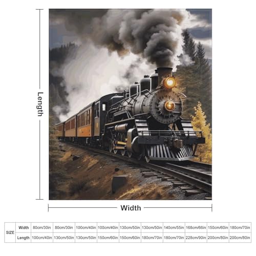 Couverture flanelle douce imprimé train lit douillet grand confort