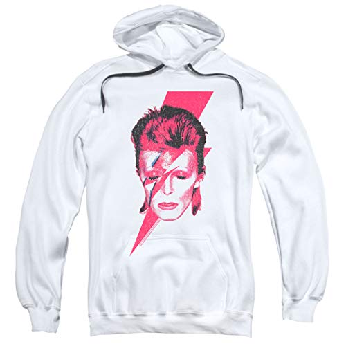 David Bowie Aladdin Sane Album Art Pullover Hoodie Sweatshirt & Stickers (Medium) White