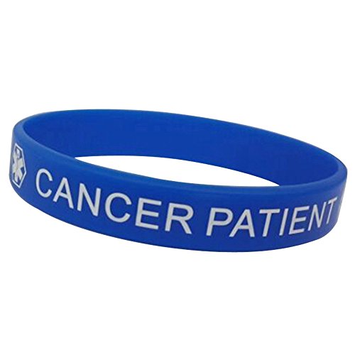 Blue Silicone Rubber Medical Awareness Alert Bracelet (Cancer Patient)
