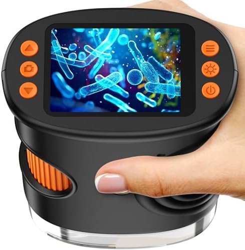 Ashfly Handy Digital Mikroskop für Kinder, 1080P HD 2.0" Bildschirm Taschenmikroskop, Microscope LED Lights -Anschluss an PC, Mini-Mikroskop draussen Geschenke für 4-12 Jährige Sch