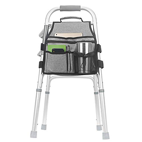 Side Walker Bags,Walker Organizer Pounch For Rollator And Folding Walkers,Walker Side Accessories For Elderly, Seniors, Handicap, Disabled (Double Sided) (Grey) #TOP4