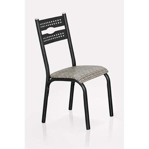 Conjunto de Mesa com 4 Cadeiras Luna Ciplafe Craqueado Preto/Junco Manteiga