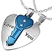 Produktbild ORDO Diamonds® blauer Schlüssel, 316L Stahl Anhänger, 316L Stahl, klare Steine, eingraviert"Ich liebe dich", runde Zirkone, symmetrisches Herz, mattes Finish