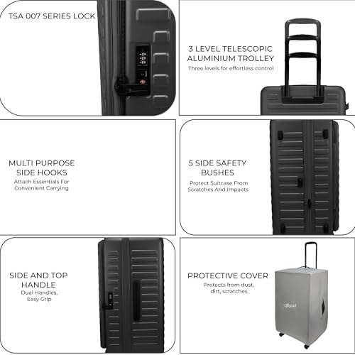 Image of F Gear Windsor Medium 68cm German Makrolon Polycarbonate|Japanese Hinomoto Wheel|Front-Opening Trunk-Style Hard Luggage|Check-in Suitcase Travel|Laptop sleeve, Expandable, Anti-Theft Zipper|Steel Grey