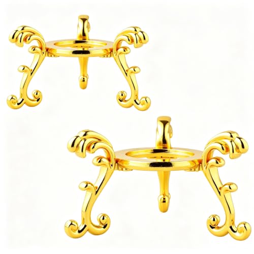 vskikris 2pcs Gold-Plated Flowering Crystal Glass Ball Stand, Crystal Diamond Stand,Mini Air Plant Rack Holder Air Fern Display Stand
