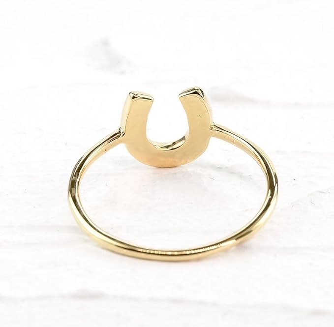 馬蹄 指輪 イエロー ゴールド デザイン リング ダイヤモンド 馬の蹄 ひづめ 金運 蹄鉄 ホースシュー - 画像 (6)