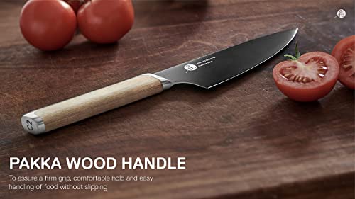 Everdure German Steel Professional Chef Knife, 5.98 Inch Knife With Titanium Coated Blade And Pakka Wood Handle, Perfect Kitchen Knife For Slicing Or Dicing Your Vegetables And Meat #TOP5