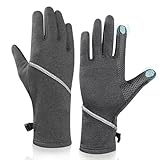 Tiny Chou Winter Gloves for Women Men - Warm, Touchscreen, Non-Slip Thermal for Cold Weather - Running, Cycling, Driving, Hiking - Windproof Lightweight Bike Gloves, Grey - Medium